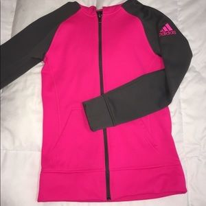 Hot pink and grey adidas sport zip sweatshirt